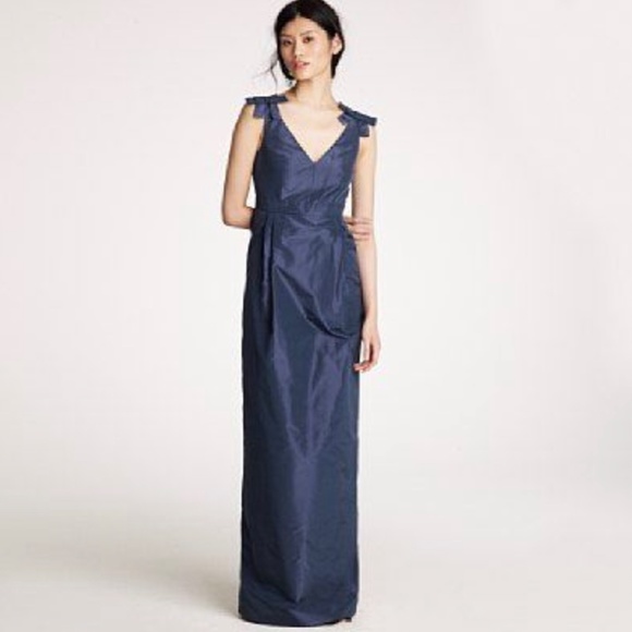 NEW 8 Medium Black JCrew Adelle Silk Taffeta bridesmaid Formal Dress Long Gown - Picture 2 of 4